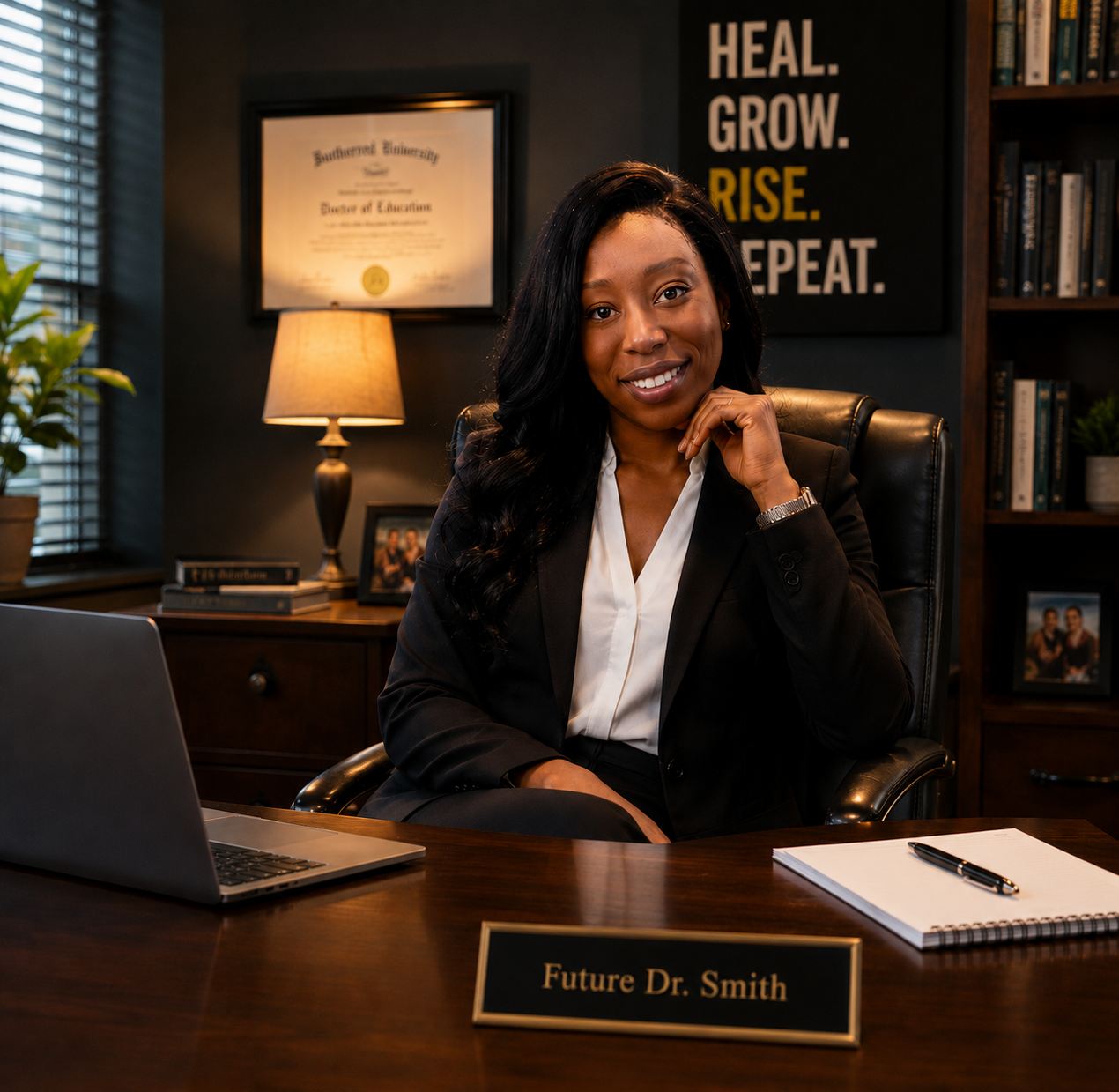 Kimone Smith seated in her office
